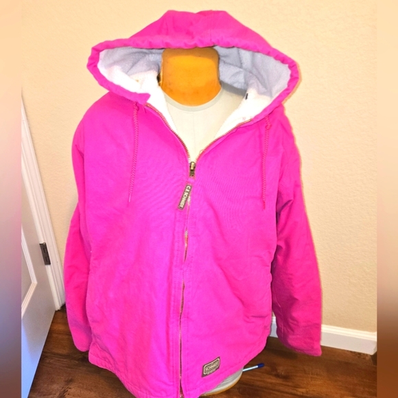 C.E. Schmidt Women's 3XL Canvas Jacket With Fleece Lining In Bright Pink - Picture 1 of 12